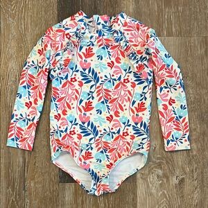 Red and Blue Rashguard Swim Top with Vibrant Design